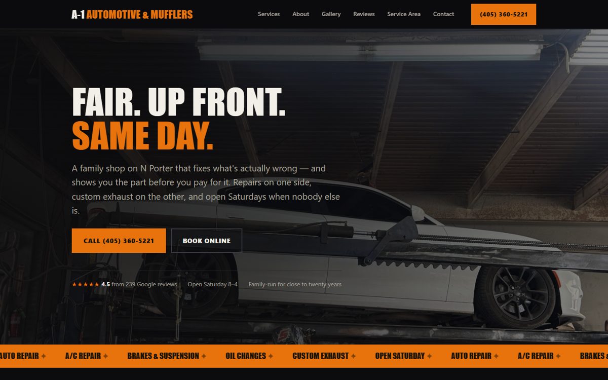 A-1 Automotive & Mufflers website by Web405